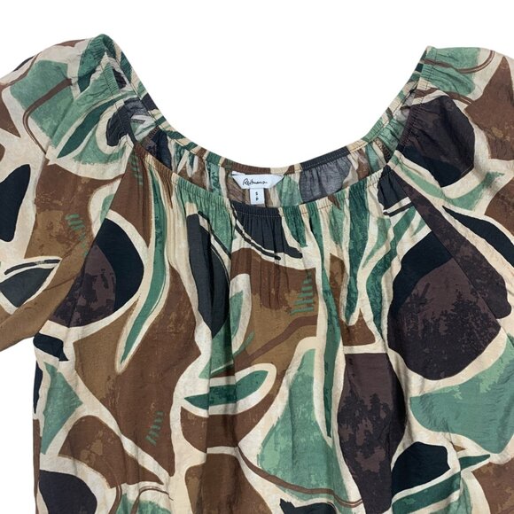 -Puffy-Sleeve cropped Blouse with Scoop Neckline sz small REITMAN - Picture 4 of 15